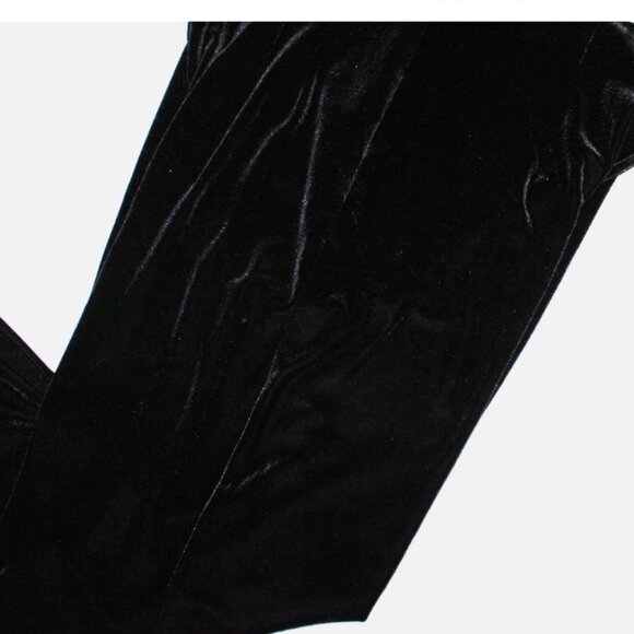 Black Wide Leg Velour Pants Side Zip Dress Barn 14 Vintage 90's Holiday Party - Picture 4 of 9